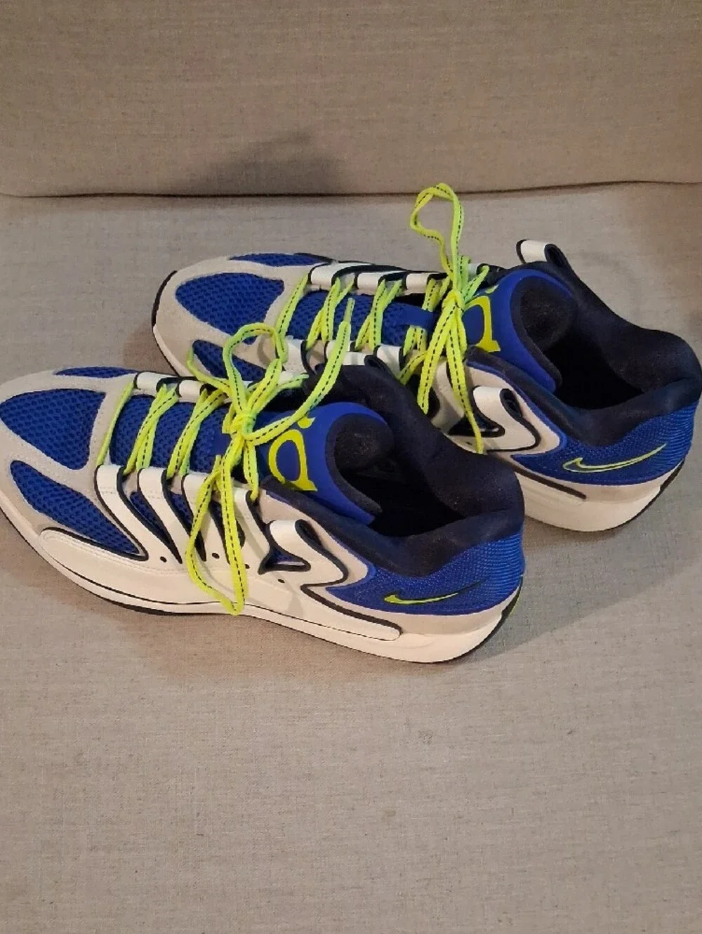 Nike Blue and Volt Low-Top Athletic Sneakers